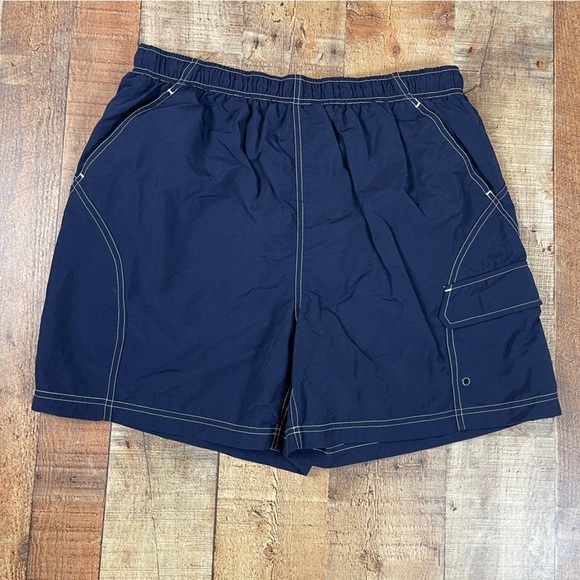 VINTAGE Prospirit Men's Large 80's 90's Cargo Swim Trunks Retro Beach Camp Surf - Picture 1 of 7